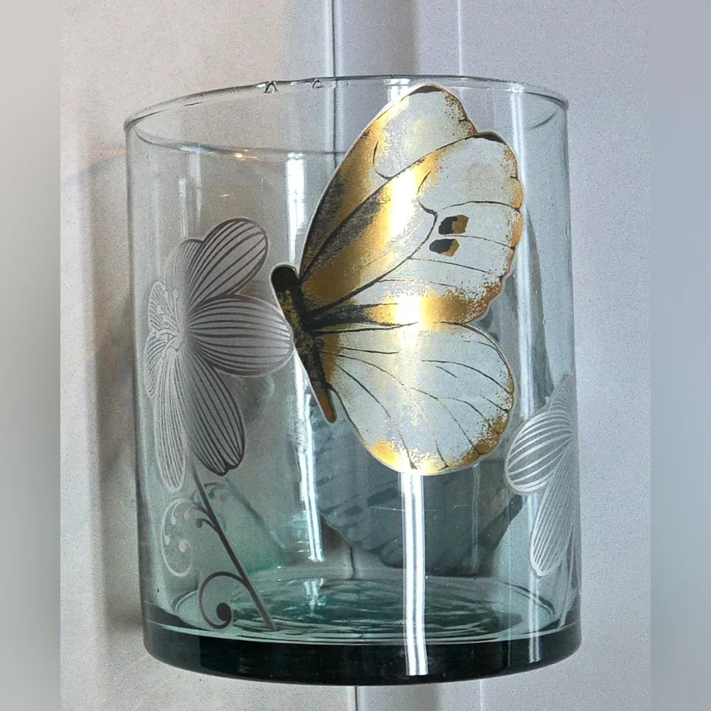 Tinted Glass Butterfly Decal Vase 6